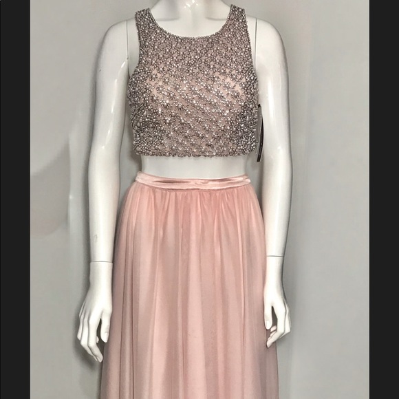 Sequin Heart two piece set prom dress - Picture 4 of 8